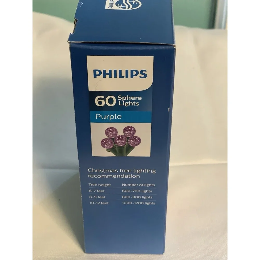 Philips‎ 60 Purple Sphere Lights Indoor/Outdoor Green Wire NIB BinB